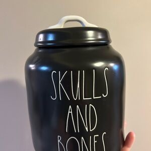 Rae Dunn Black Skulls and Bones Canister